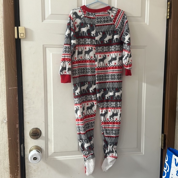 PJS & PRESENTS FAIR ISLE PRINTED FLEECE FOOTIE PAJAMAS: GRAY/WHITE/RED:NWT:SZ 4T - Picture 5 of 5